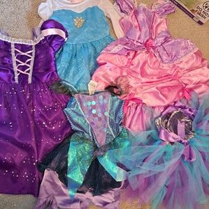 Lot of 5 Dress Up Play Princess Dressss Disney and Other Size 4-6